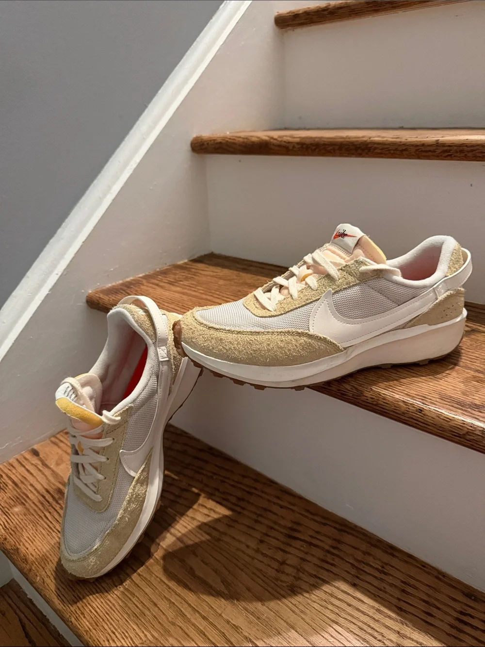 Nike Women's Cream and Beige Low-Profile Sneakers